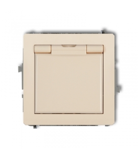 DECO Mechanizm gniazda bryzgoszczelnego z uziemieniem SCHUKO 2P+Z (klapka beżowa, przesłony torów prądowych) Karlik 1DGPB-1sp