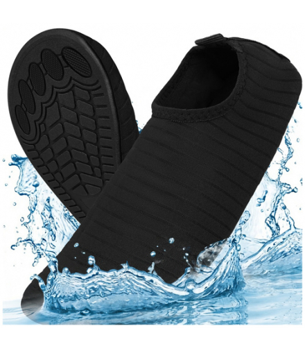 Buty do wody czarne, do sportów wodnych, na plaże kamieniste, jeżowce, antypoślizgowe, szybkoschnące, rozmiar 45, Trizand 19037