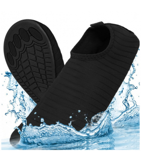 Buty do wody czarne, do sportów wodnych, na plaże kamieniste, jeżowce, antypoślizgowe, szybkoschnące, rozmiar 39, Trizand 19043