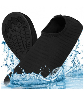 Buty do wody czarne, do sportów wodnych, na plaże kamieniste, jeżowce, antypoślizgowe, szybkoschnące, rozmiar 38, Trizand 19045