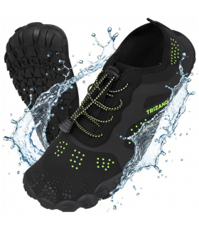 Buty do wody czarne, do sportów wodnych, na plaże kamieniste, jeżowce, antypoślizgowe, szybkoschnące, rozmiar 45, podeszwa 5mm, Trizand 19067