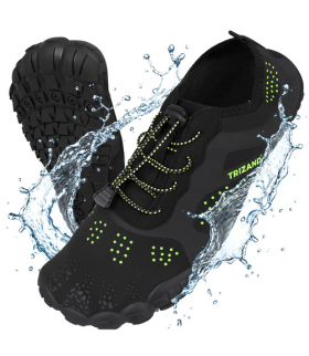 Buty do wody czarne, do sportów wodnych, na plaże kamieniste, jeżowce, antypoślizgowe, szybkoschnące, rozmiar 44, podeszwa 5mm, Trizand 19070