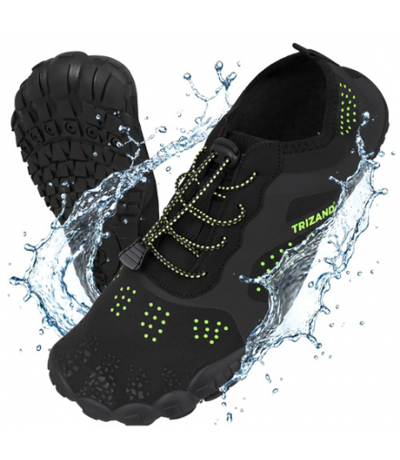 Buty do wody czarne, do sportów wodnych, na plaże kamieniste, jeżowce, antypoślizgowe, szybkoschnące, rozmiar 43, podeszwa 5mm, Trizand 19069