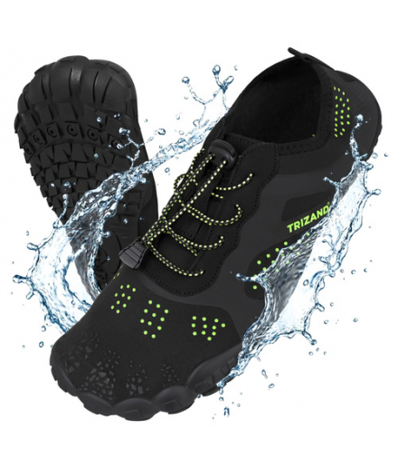 Buty do wody czarne, do sportów wodnych, na plaże kamieniste, jeżowce, antypoślizgowe, szybkoschnące, rozmiar 42, podeszwa 5mm, Trizand 19068