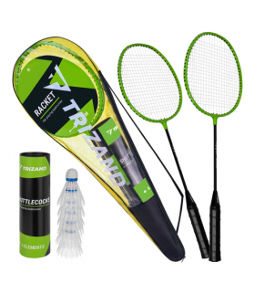 Zestaw do badmintona 9 elementów, 2 rakietki, 6 lotek, pokrowiec, paletki, Trizand 19052