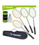 Zestaw do badmintona 8 elementów, 4 rakietki, 3 lotki, pokrowiec, paletki Trizand 19053