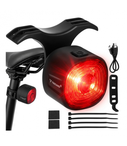Lampka rowerowa tylna, czerwona, LED, USB-C, 6 trybów, 17 diod LED, IP66, do 100 godzin pracy, 2 sposoby montażu, Trizand 19054