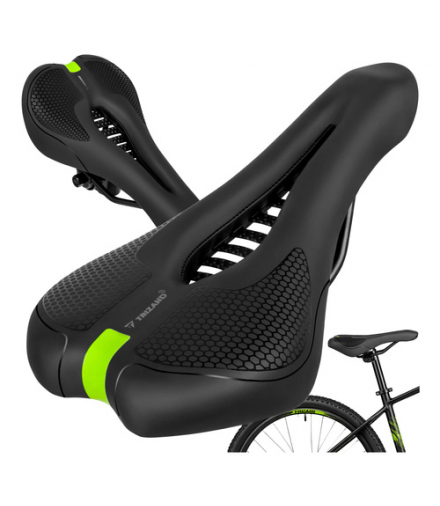 Siodełko rowerowe 28x14cm, komfortowe, amortyzowane, uniwersalne mocowanie, perforacja wentylacyjna, system tłumienia drgań, miękka pianka amortyzująca, do 100kg, czarne Trizand 19072