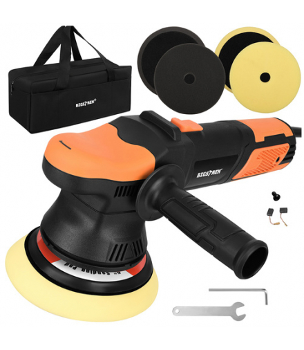 Polerka samochodowa 900W, dual action DA 125/150mm, regulacja obrotów, 2 talerze 125mm i 150mm, Długi kabel aż 8m, torba Bigstren 19079