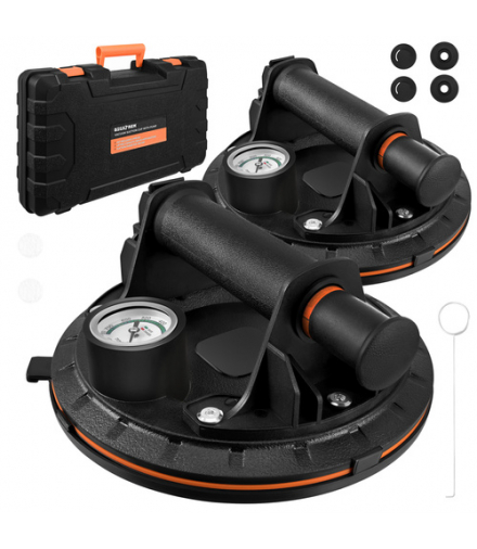 Przyssawka próżniowa z pompką próżniową, średnica 200mm, udźwig do 200kg/szt. manometr, zestaw 2szt. + walizka, Bigstren 19057