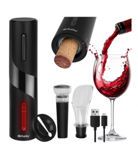 Otwieracz do wina elektryczny, automatyczny, USB-C, zestaw 4 elementy, Ruhhy 27312 19075