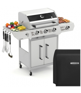 Grill gazowy 3+1 13.5kW Varen 4.0 stal nierdzewna ruszt żeliwny LED pokrowiec Kaminer 19100