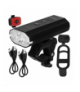 Lampka rowerowa LED 1300lm, USB-C, zestaw przednia + tylna, mocna, latarka 5200mAh, Trizand 19107