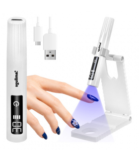 Lampa UV LED przenośna + holder MINI 3W LCD USB-C do paznokci, Soulima 19102