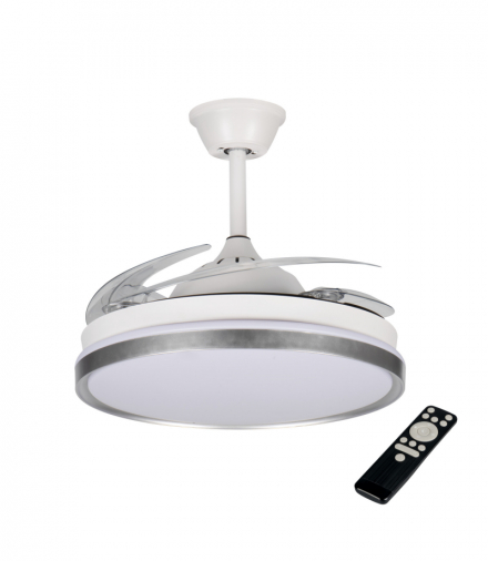 Plafoniera, lampa z wentylatorem LED PLAVE INB49 CCT W/SR, lampowentylator, biały / srebrny Kanlux 46372
