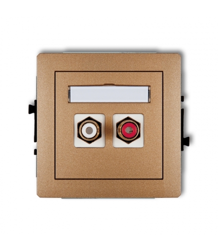 DECO Mechanizm gniazda podwójnego RCA (typu cinch - biały i czerwony, pozłacany) Karlik 8DGRCA-2