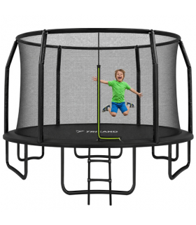 Trampolina ogrodowa duża z siatką i drabinką 366cm, 150kg, dla dzieci, Premium HQ Trizand 19118