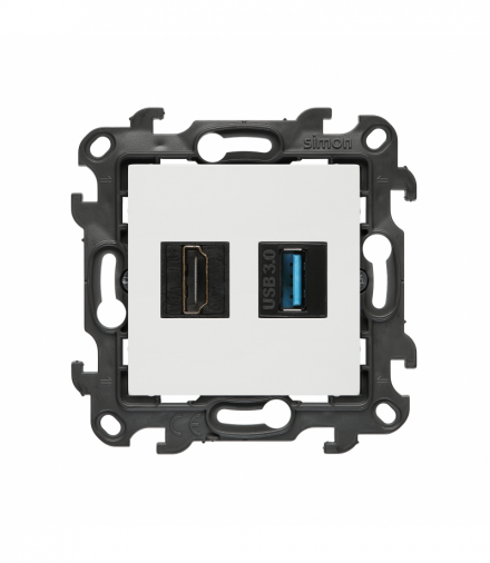 Gniazdo HDMI 2.1 + USB 3.0, IP20, biały, HDMI 2.1 Simon 24 NGHDUSB3.01/11