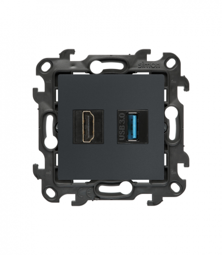 Gniazdo HDMI 2.1 + USB 3.0, IP20, grafitowy mat, HDMI 2.1 Simon 24 NGHDUSB3.01/38
