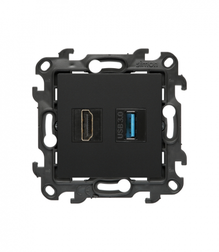 Gniazdo HDMI 2.1 + USB 3.0, IP20, czarny mat, HDMI 2.1 Simon 24 NGHDUSB3.01/49