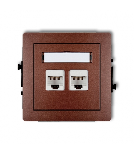 DECO Mechanizm gniazda komputerowego podwójnego 2xRJ45, kat. 6, ekranowane, 8-stykowy Karlik 9DGK-6