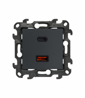Ładowarka USB podwójna, IP20, grafitowy mat, 30W Simon 24 NEC2CAQ.01/38