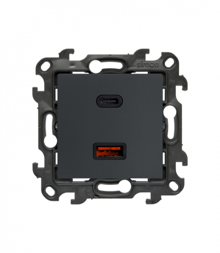 Ładowarka USB podwójna, IP20, grafitowy mat, 30W Simon 24 NEC2CAQ.01/38