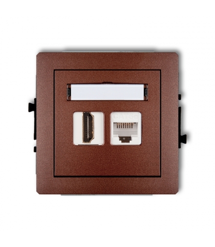 DECO Mechanizm gniazda pojedynczego HDMI 2.0 + gniazda komp. poj. 1xRJ45, kat. 5e, 8-stykowy Karlik 9DGHK