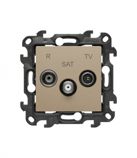 Gniazdo antenowe R-TV-SAT końcowe/zakończeniowe, szampański mat Simon 24 NASK.01/34