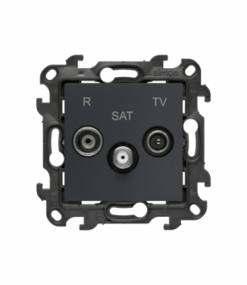 Gniazdo antenowe R-TV-SAT przelotowe, grafitowy mat Simon 24 NASP.01/38