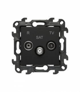 Gniazdo antenowe R-TV-SAT przelotowe, czarny mat Simon 24 NASP.01/49