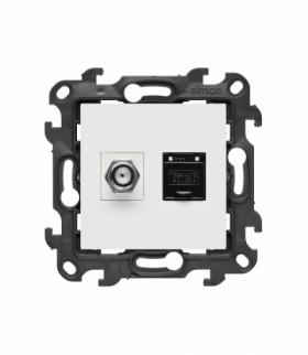 Gniazdo antenowe typu „F” + komputerowe RJ45 kat.6, IP20, biały Simon 24 NASFRJ45.01/11