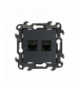 Gniazdo komputerowe RJ45 kategoria 5e + telefoniczne RJ11, grafitowy mat Simon 24 N5T.01/38