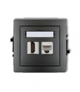 DECO Mechanizm gniazda pojedynczego HDMI 2.0 + gniazda komp. poj. 1xRJ45, kat. 5e, 8-stykowy Karlik 11DGHK