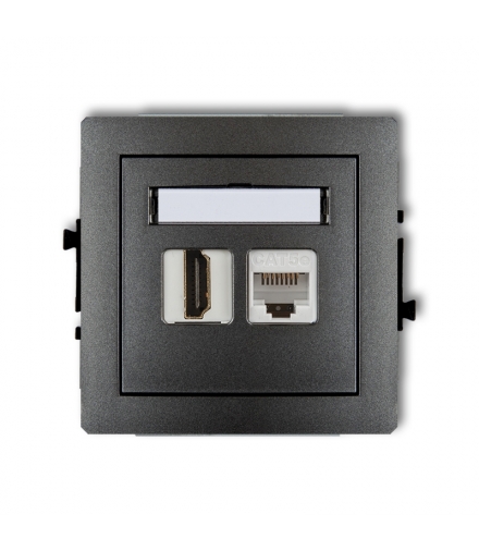 DECO Mechanizm gniazda pojedynczego HDMI 2.0 + gniazda komp. poj. 1xRJ45, kat. 5e, 8-stykowy Karlik 11DGHK