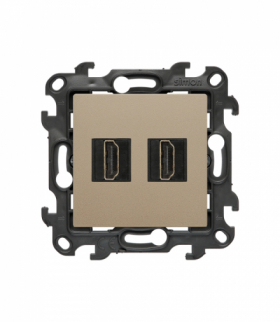 Gniazdo HDMI 2.1 podwójne, szampański mat, Simon 24 NGHDMI221.01/34