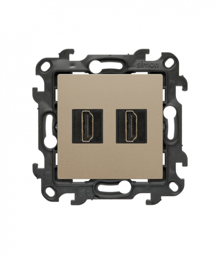 Gniazdo HDMI 2.1 podwójne, szampański mat, Simon 24 NGHDMI221.01/34