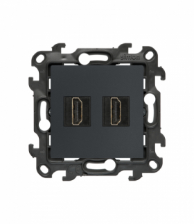 Gniazdo HDMI 2.1 podwójne, grafitowy mat, Simon 24 NGHDMI221.01/38