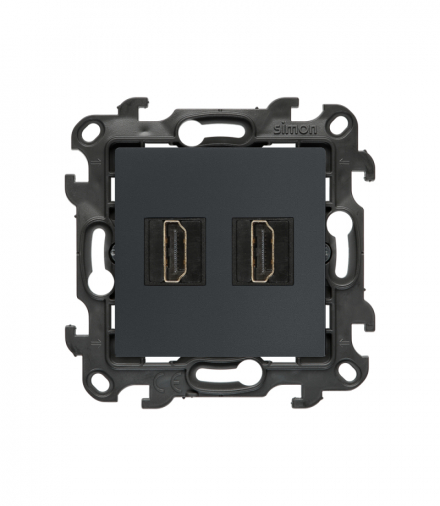 Gniazdo HDMI 2.1 podwójne, grafitowy mat, Simon 24 NGHDMI221.01/38
