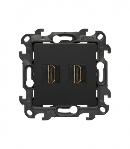 Gniazdo HDMI 2.1 podwójne, czarny mat, Simon 24 NGHDMI221.01/49