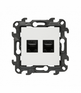 Gniazdo komputerowe podwójne RJ45 kategoria 5e, biały Simon 24 N52.01/11