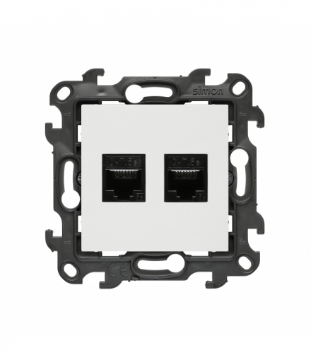 Gniazdo komputerowe podwójne RJ45 kategoria 5e, biały Simon 24 N52.01/11