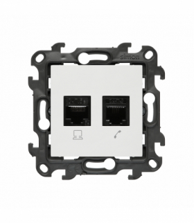 Gniazdo komputerowe RJ45 kategoria 5e + telefoniczne RJ12, IP20, biały Simon 24 N5T12.01/11