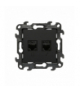 Gniazdo komputerowe RJ45 kategoria 5e + telefoniczne RJ12, IP20, czarny mat Simon 24 N5T12.01/49