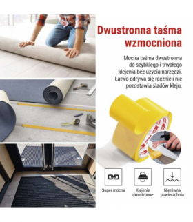 Mocna dwustronna taśma wzmocniona DUCT 50mm, 10m, przezroczysta EMOS F6302