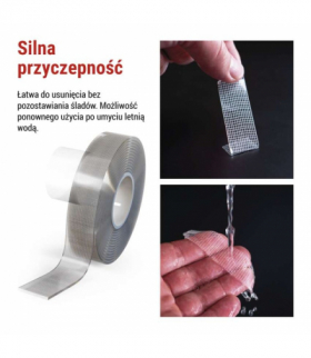 Dwustronna taśma do mocowania bez wiercenia NANOGRID 19mm, 3m, przezroczysta EMOS F6301