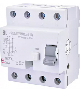 EFI-4 25A/ 30MA/ B+ WYŁĄCZNIK RÓŻNICOWY 25A 4P 4M 30MA B+ 10KA
