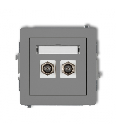 DECO Mechanizm gniazda antenowego podwójnego typu F (SAT) niklowany Karlik 27DGF-2