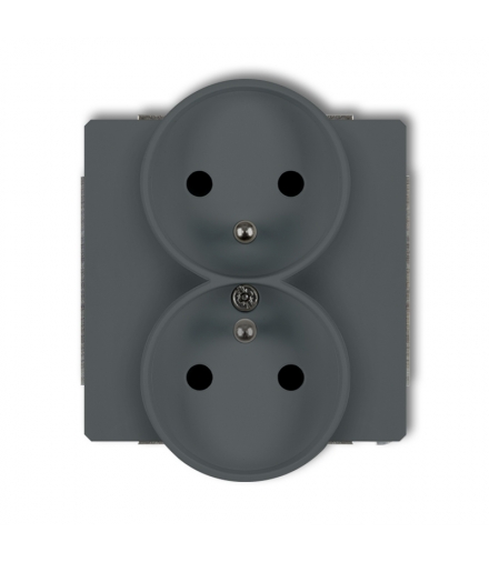 DECO Mechanizm gniazda podwójnego do ramki z uziemieniem 2x(2P+Z) (przesłony torów prądowych) Karlik 28DGPR-2zp