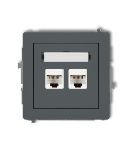DECO Mechanizm gniazda komputerowego podwójnego 2xRJ45, kat. 5e, 8-stykowy Karlik 28DGK-2